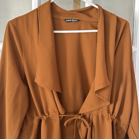 SHEIN Drape Trench Coat Jacket w Tie - Picture 4 of 4